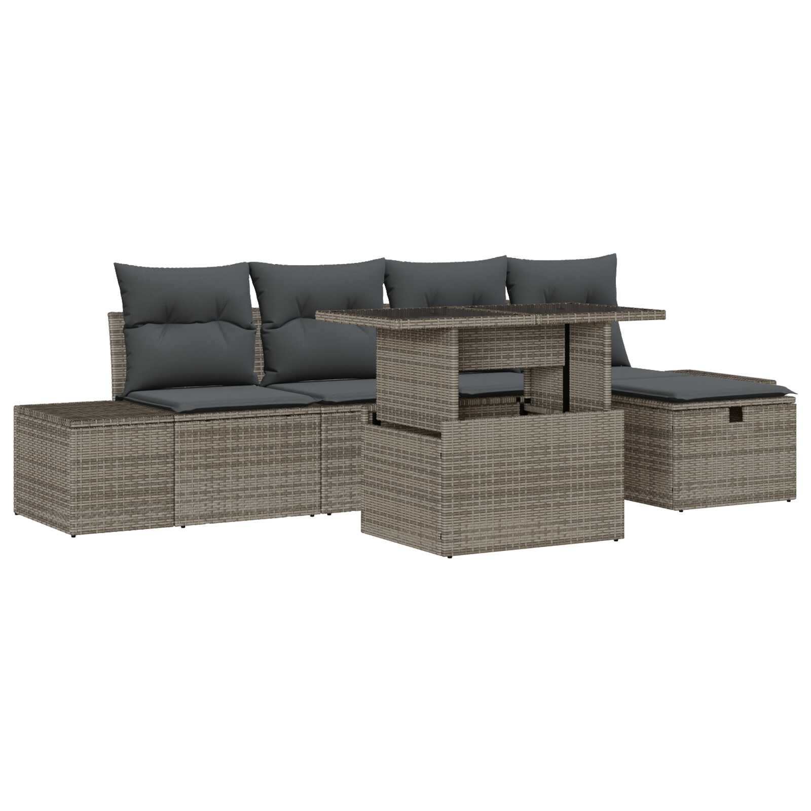 vidaXL Conjunto de Sofá de Jardim 6 pcs Cinzeto vime PE