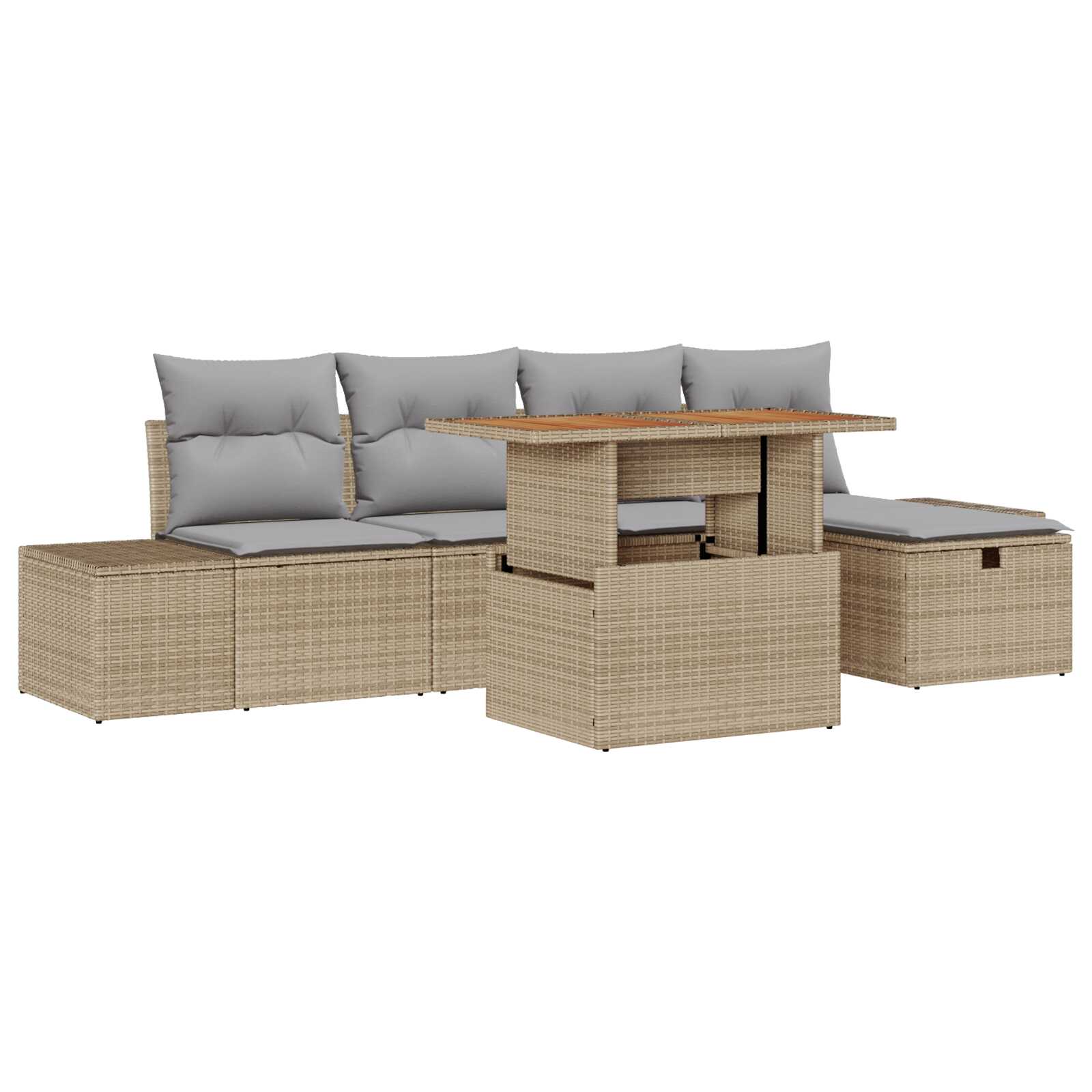 vidaXL Conjunto de Sofá de Jardim 6 pcs Bege vime PE