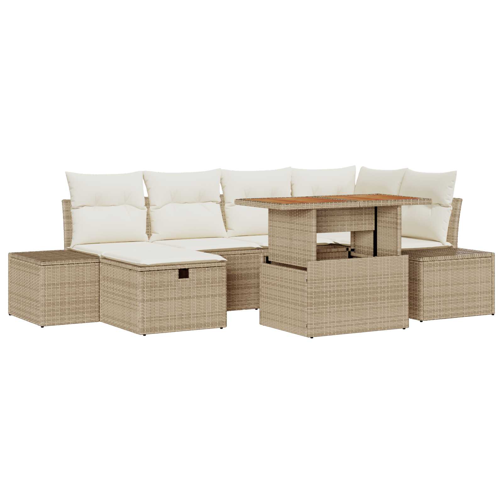 vidaXL Conjunto de Sofá de Jardim 7 pcs Bege vime PE