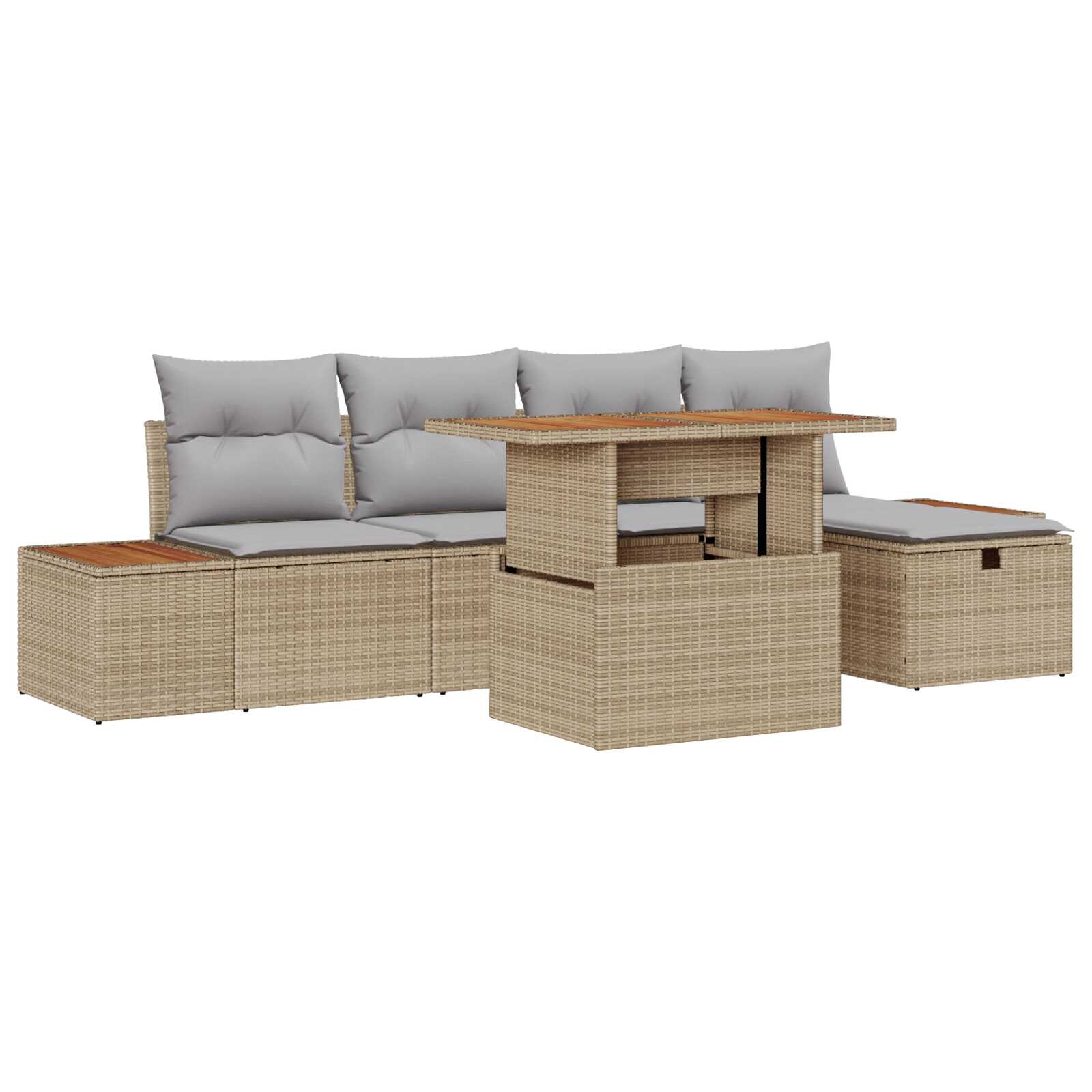 vidaXL Conjunto de Sofá de Jardim 6 pcs Bege vime PE