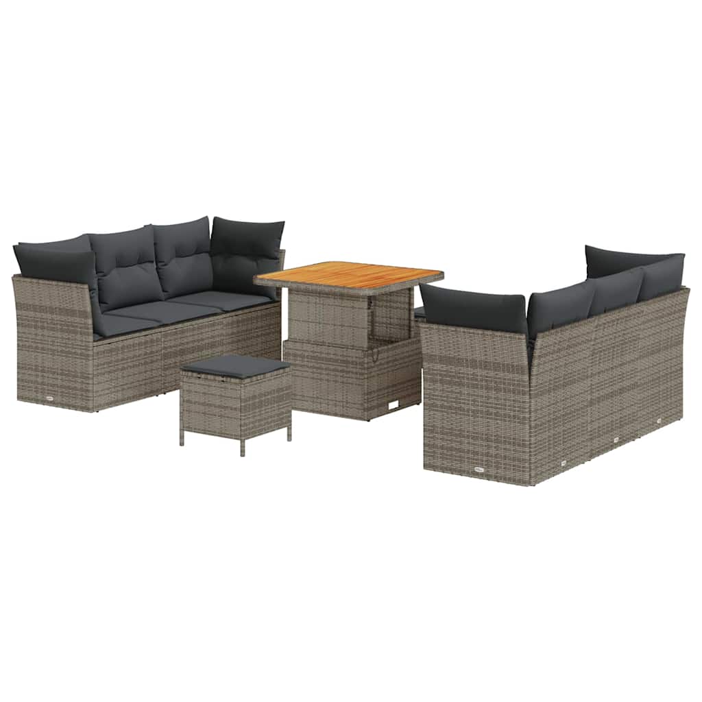 vidaXL Conjunto de Sofá de Jardim 9 pcs Cinzeto vime PE