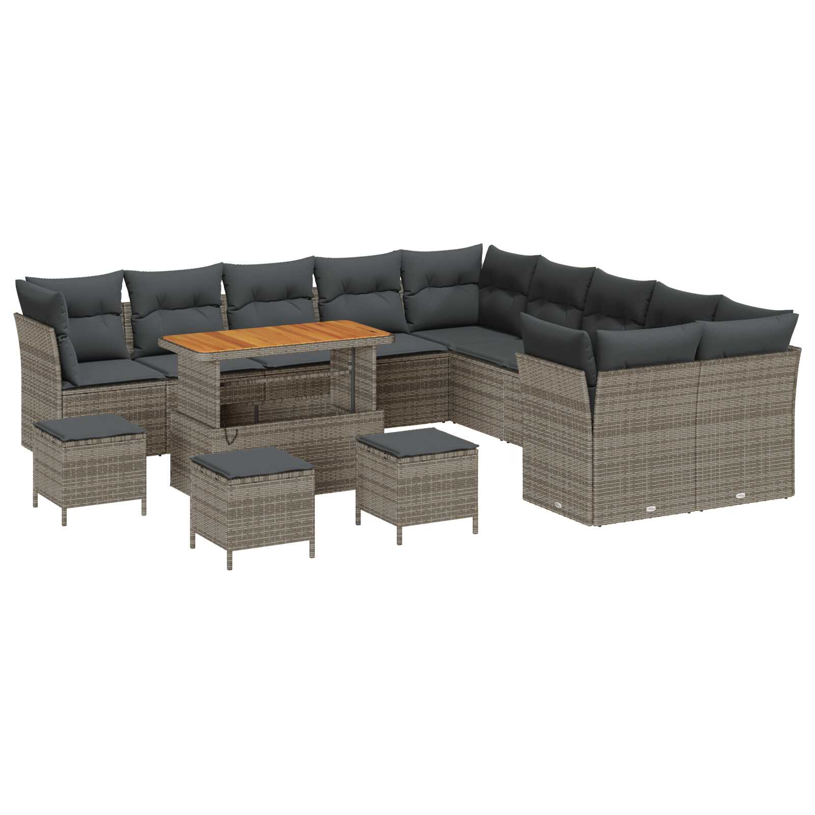 vidaXL Conjunto de Sofá de Jardim 14 pcs Cinzeto vime PE