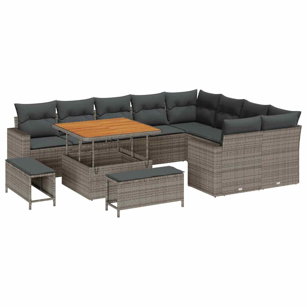 vidaXL Conjunto de Sofá de Jardim 12 pcs Cinzeto vime PE