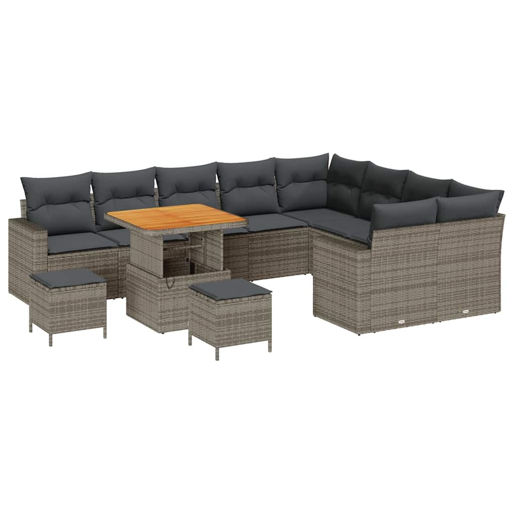 vidaXL Conjunto de Sofá de Jardim 12 pcs Cinzeto vime PE