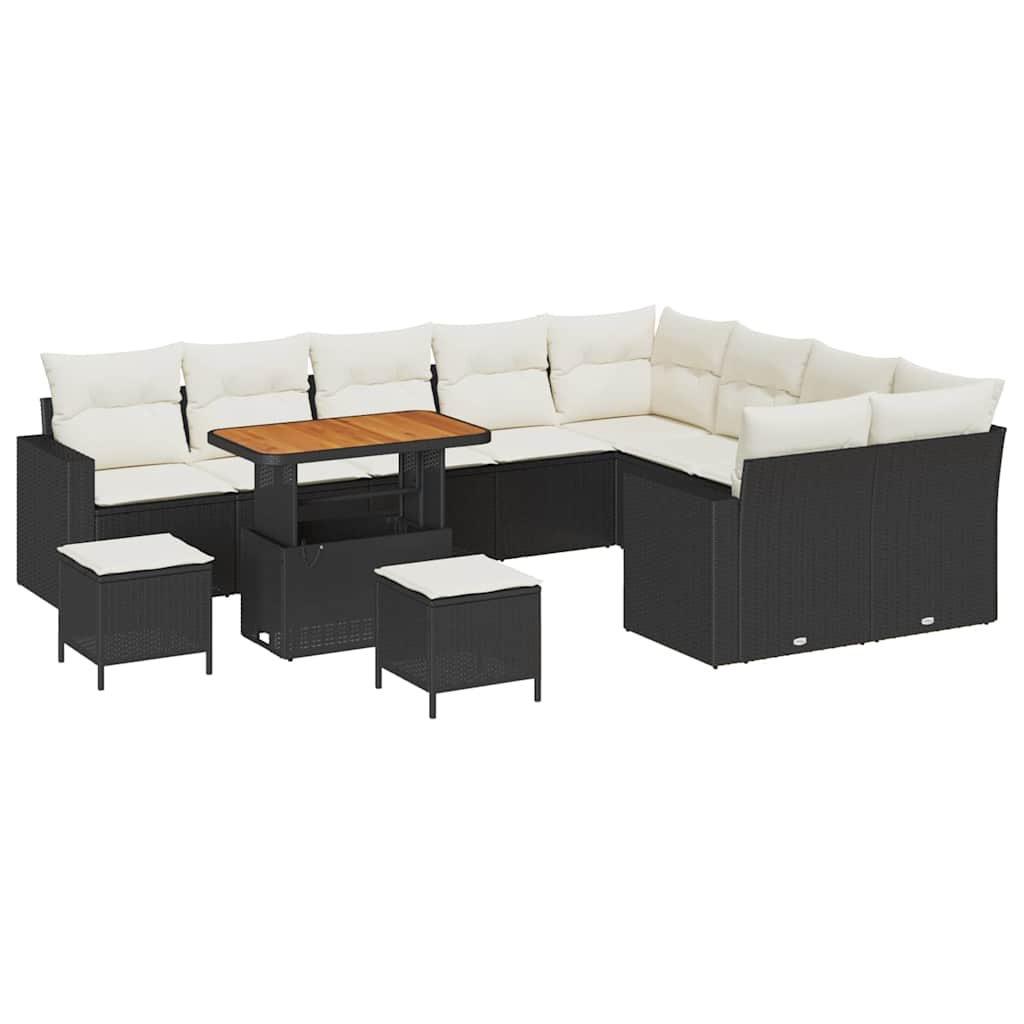 vidaXL Conjunto de Sofá de Jardim 12 pcs Preto vime PE