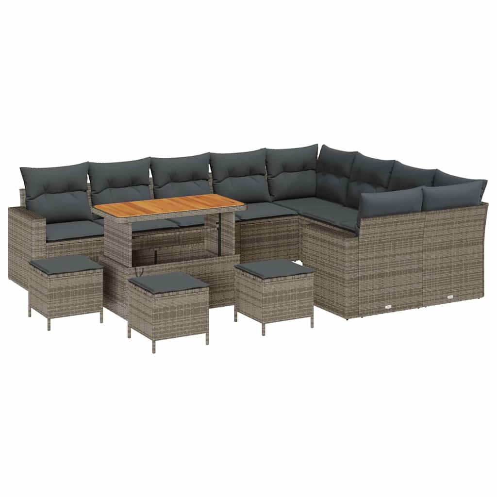 vidaXL Conjunto de Sofá de Jardim 13 pcs Cinzeto vime PE