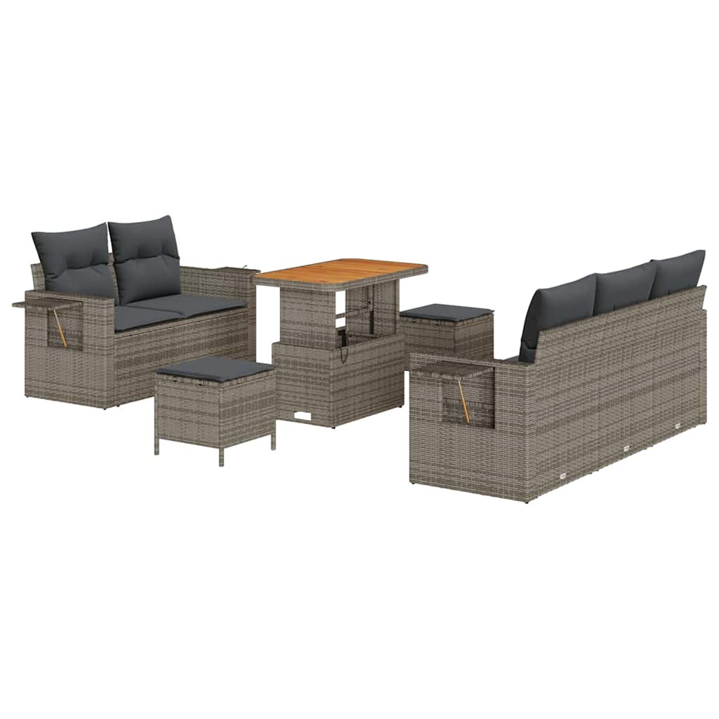 vidaXL Conjunto de Sofá de Jardim com almofada 8 pcs Cinzeto vime PE