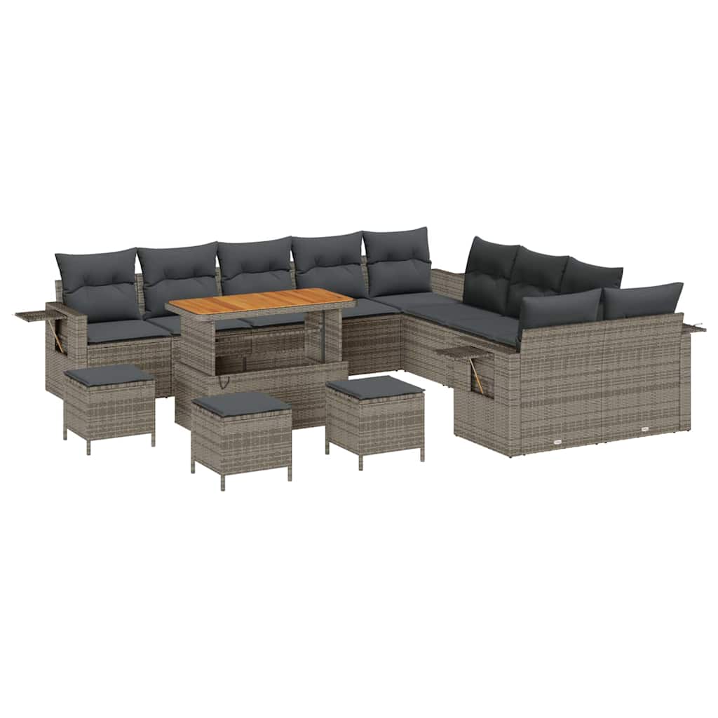 vidaXL Conjunto de Sofá de Jardim 14 pcs Cinzeto vime PE