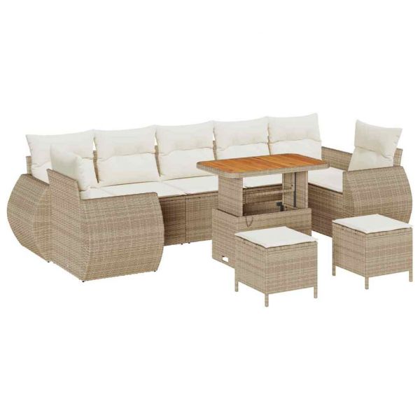 vidaXL Conjunto de Sofá de Jardim 10 Peças Bege Vime Pe - 3443634265