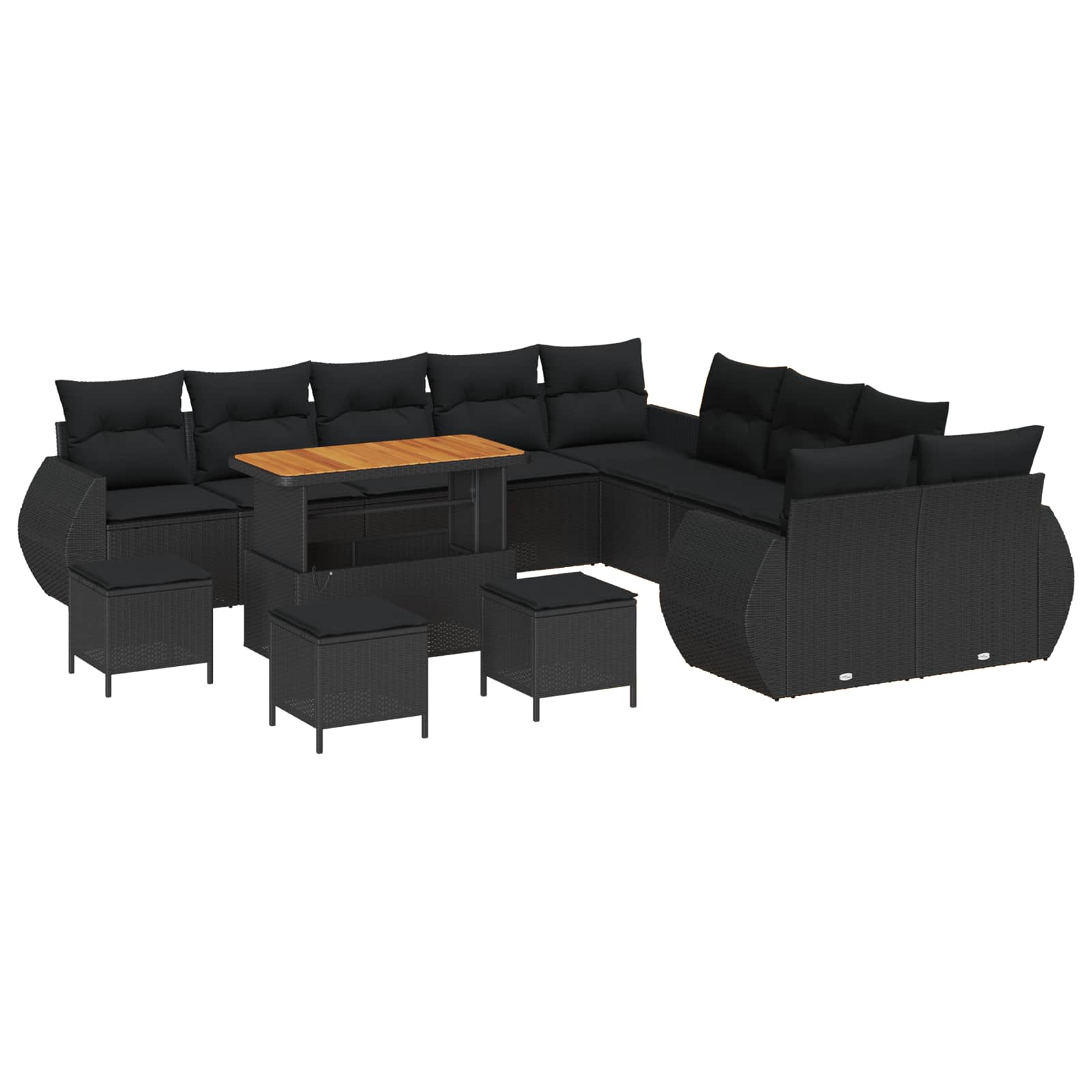 vidaXL Conjunto de Sofá de Jardim 14 pcs Preto vime PE