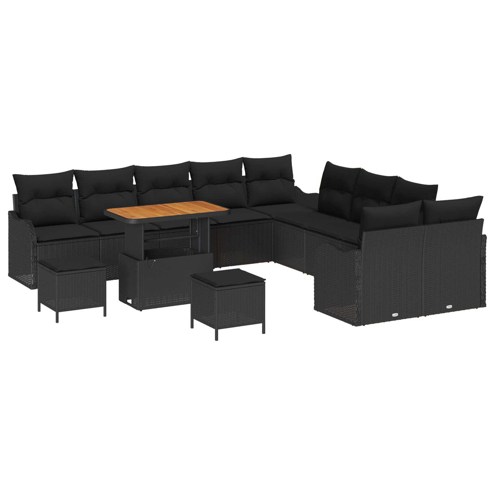 vidaXL Conjunto de Sofá de Jardim 13 pcs Preto vime PE