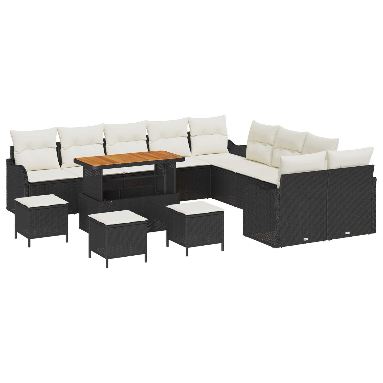vidaXL Conjunto de Sofá de Jardim 14 pcs Preto vime PE
