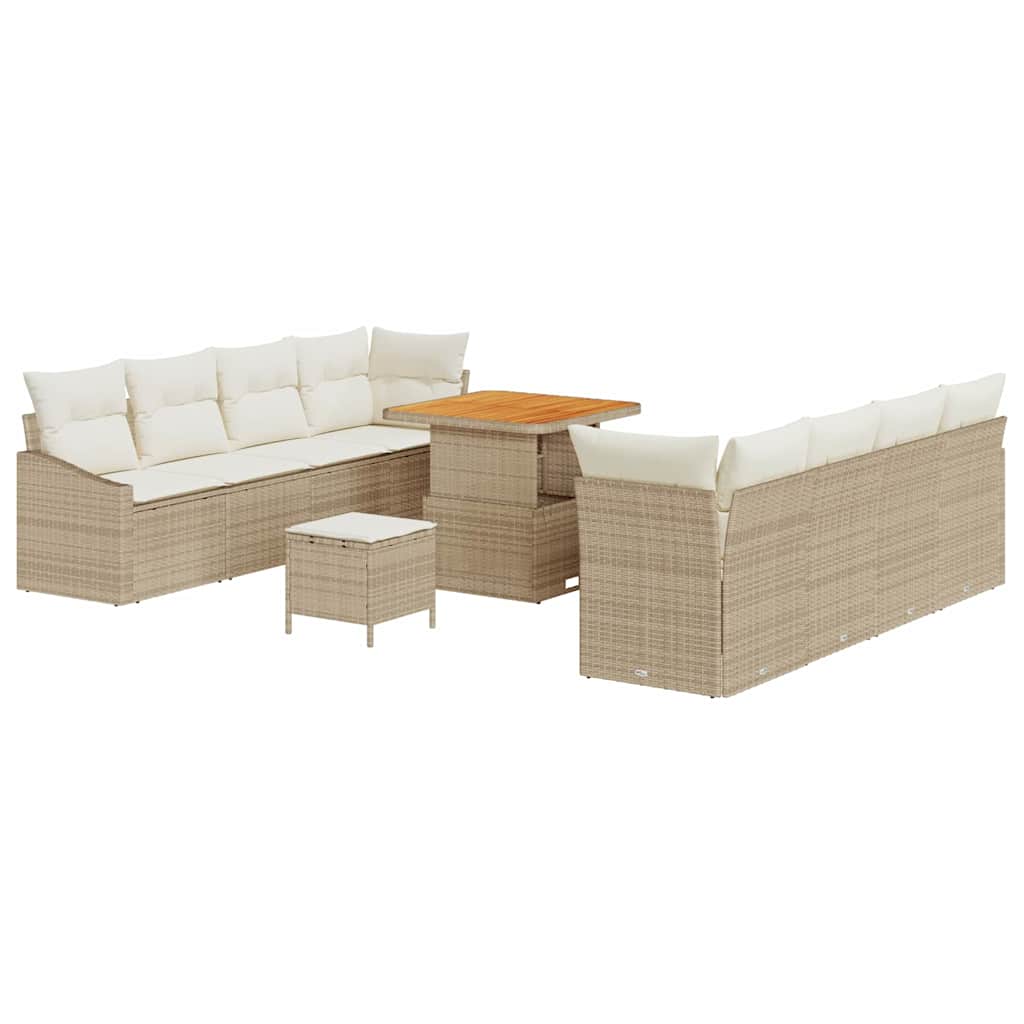 vidaXL Conjunto de Sofá de Jardim com almofada 11 pcs Bege vime PE