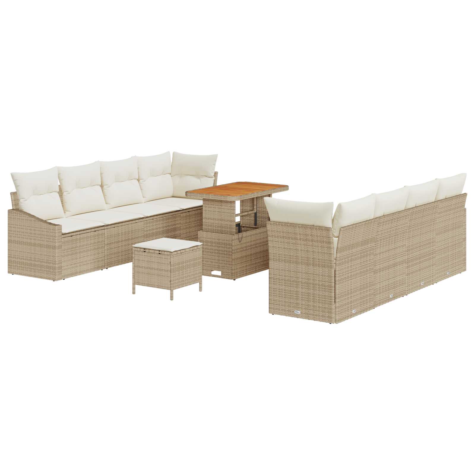 vidaXL Conjunto de Sofá de Jardim com almofada 11 pcs Bege vime PE