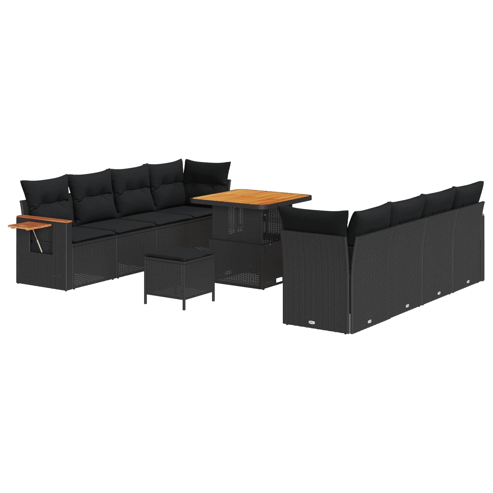 vidaXL Conjunto de Sofá de Jardim 11 pcs Preto vime PE