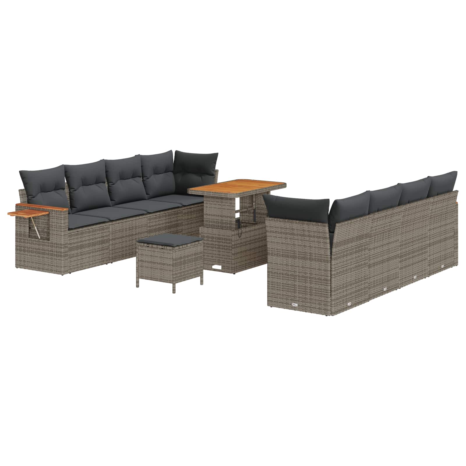 vidaXL Conjunto de Sofá de Jardim 11 pcs Cinzeto vime PE