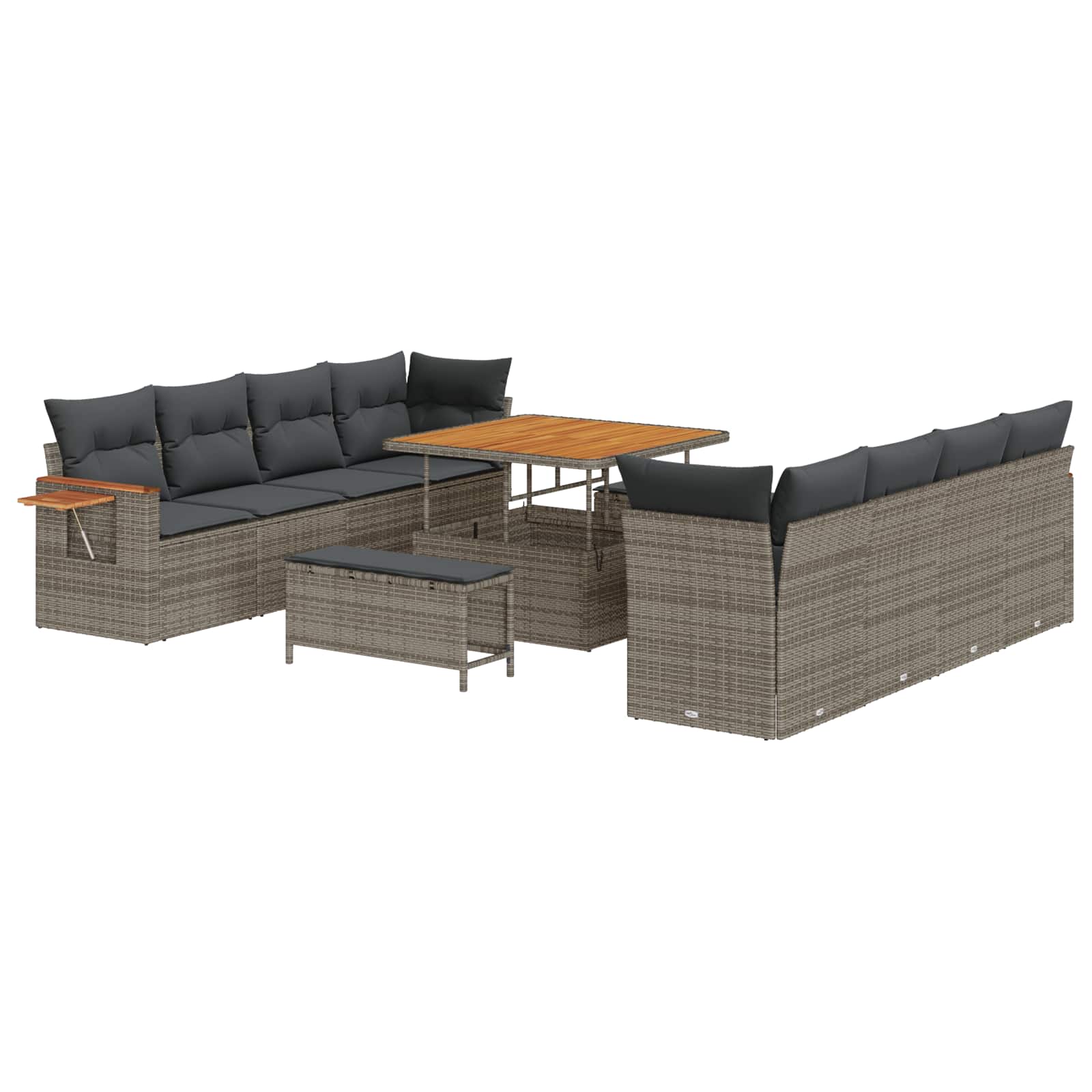vidaXL Conjunto de Sofá de Jardim 11 pcs Cinzeto vime PE