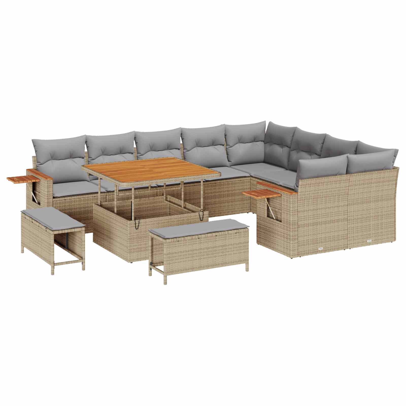 vidaXL Conjunto de Sofá de Jardim 12 pcs Bege vime PE