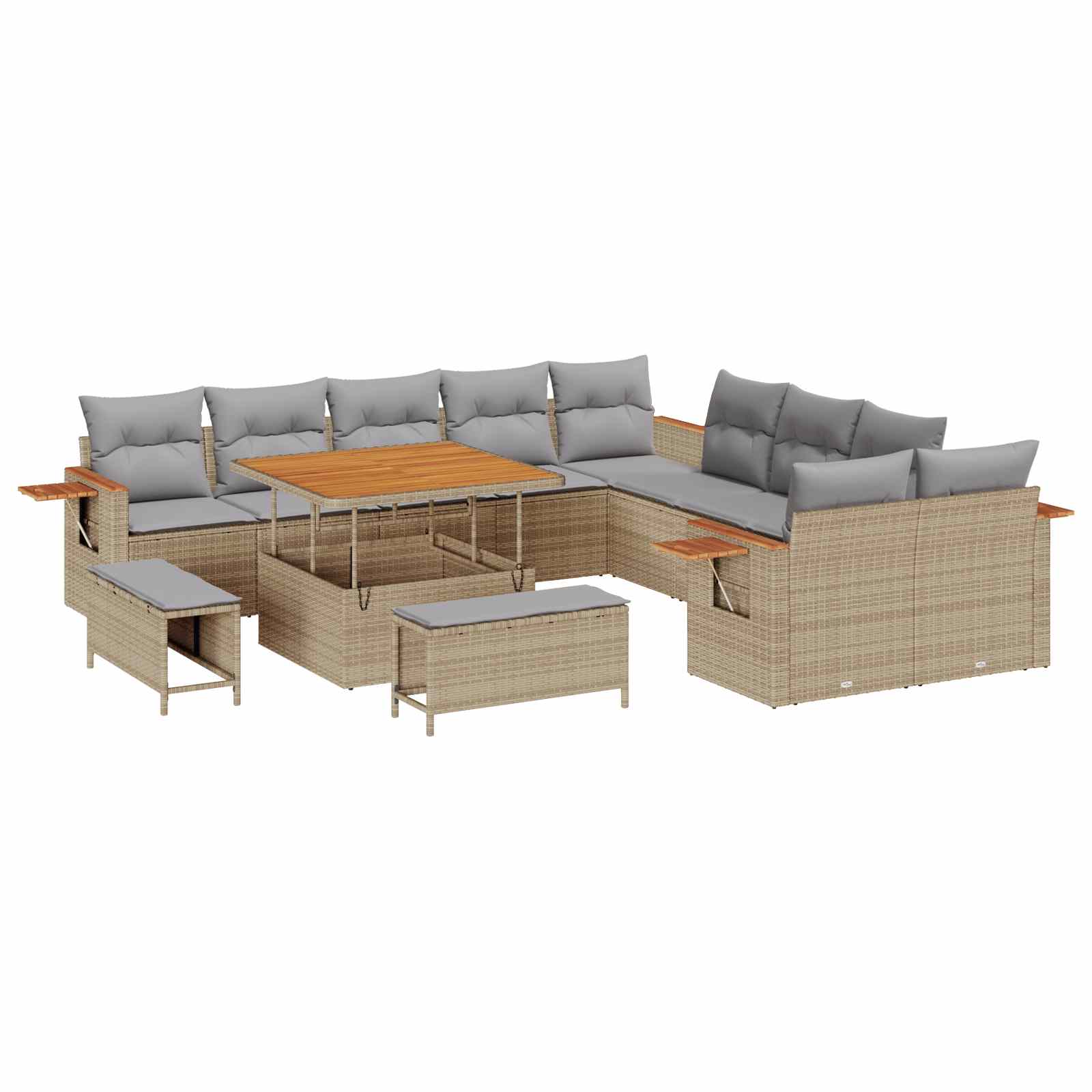 vidaXL Conjunto de Sofá de Jardim 13 pcs Bege vime PE