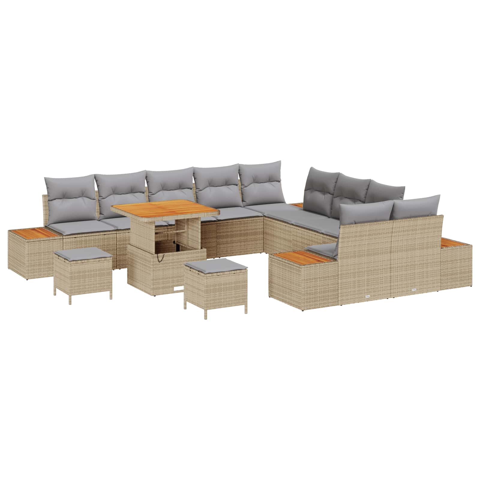 vidaXL Conjunto de Sofá de Jardim 13 pcs Bege e Cinza Claro