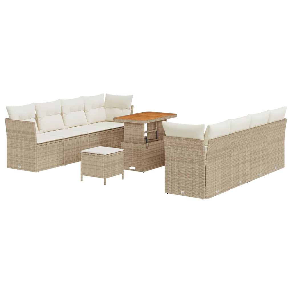 vidaXL Conjunto de Sofá de Jardim 11 pcs Bege e Creme vime PE
