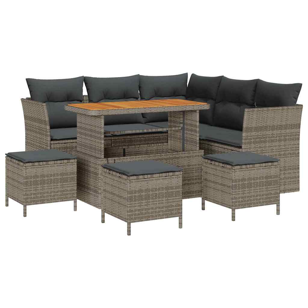 vidaXL Conjunto de Sofá de Jardim com almofada 9 pcs Cinzeto