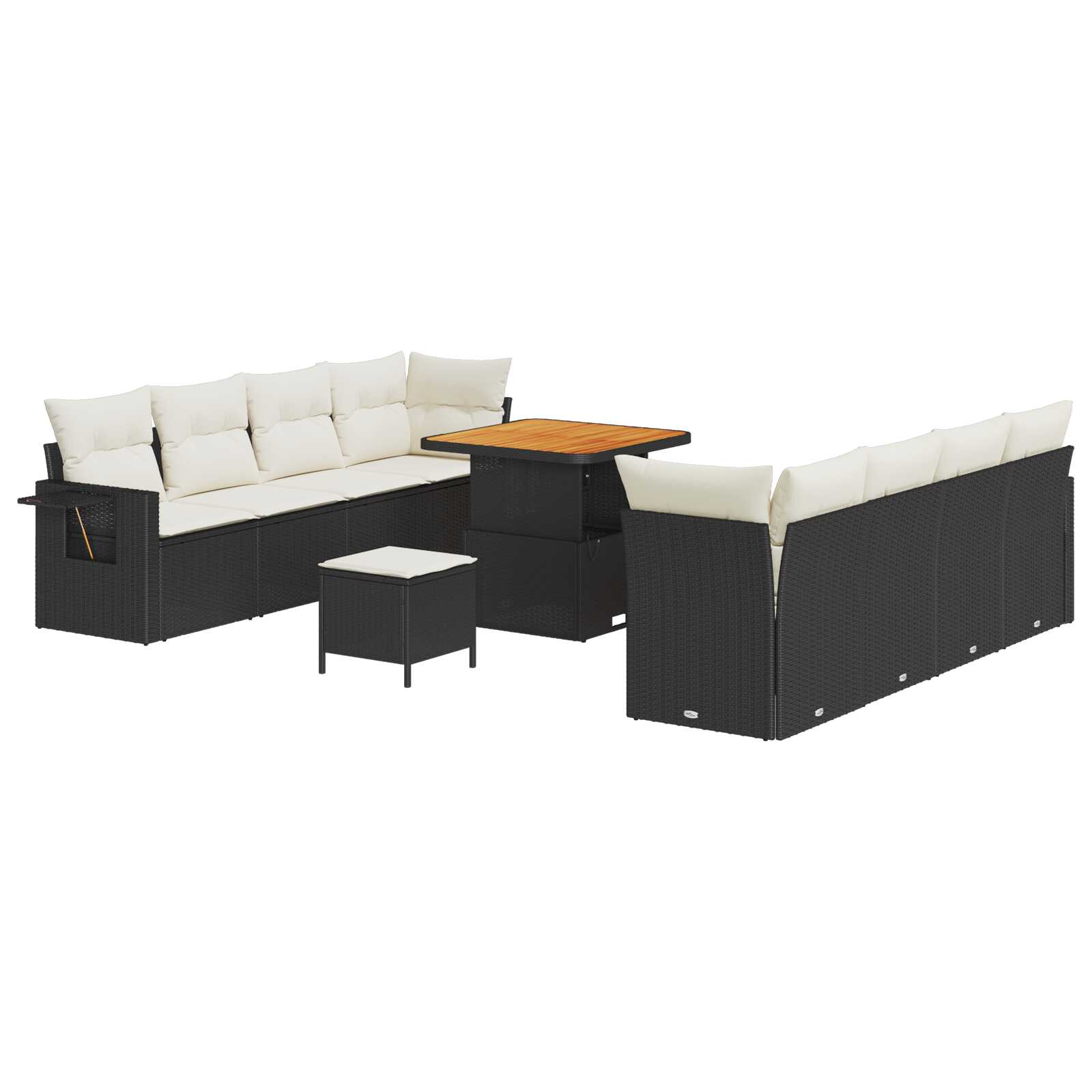 vidaXL Conjunto de Sofá de Jardim 11 pcs Preto e Creme vime PE