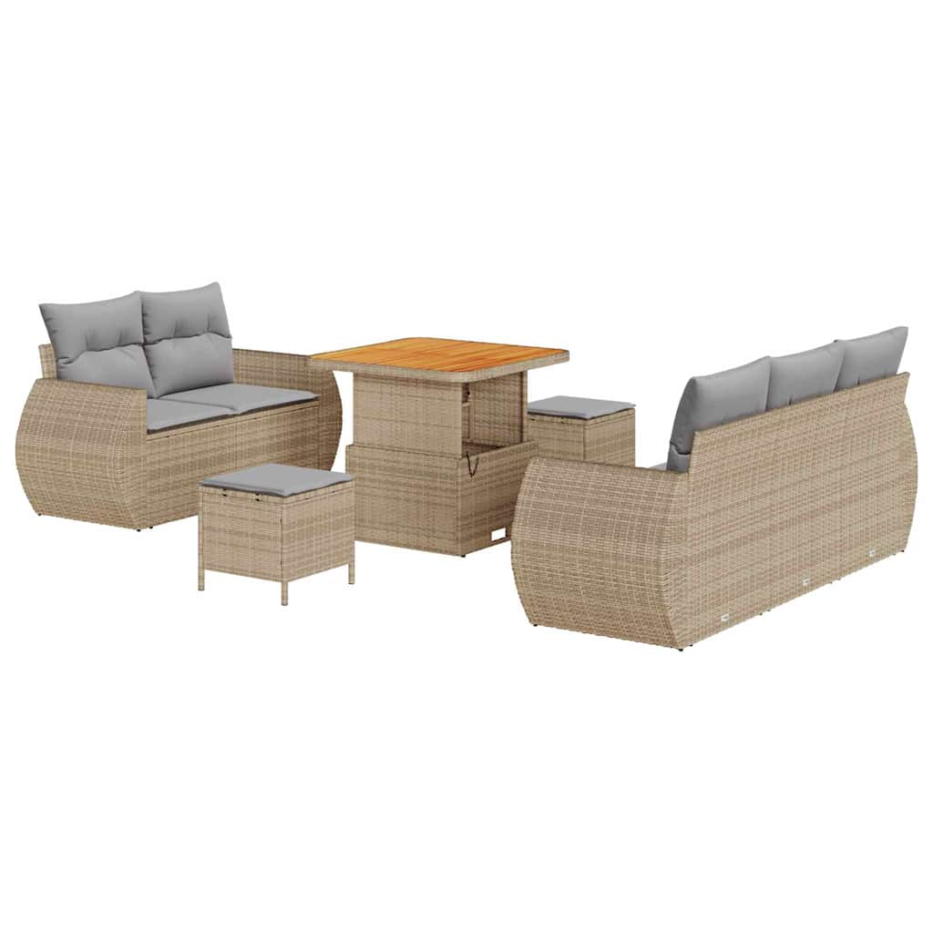 vidaXL Conjunto de Sofá de Jardim 8 pcs Bege e Cinza Claro vime PE