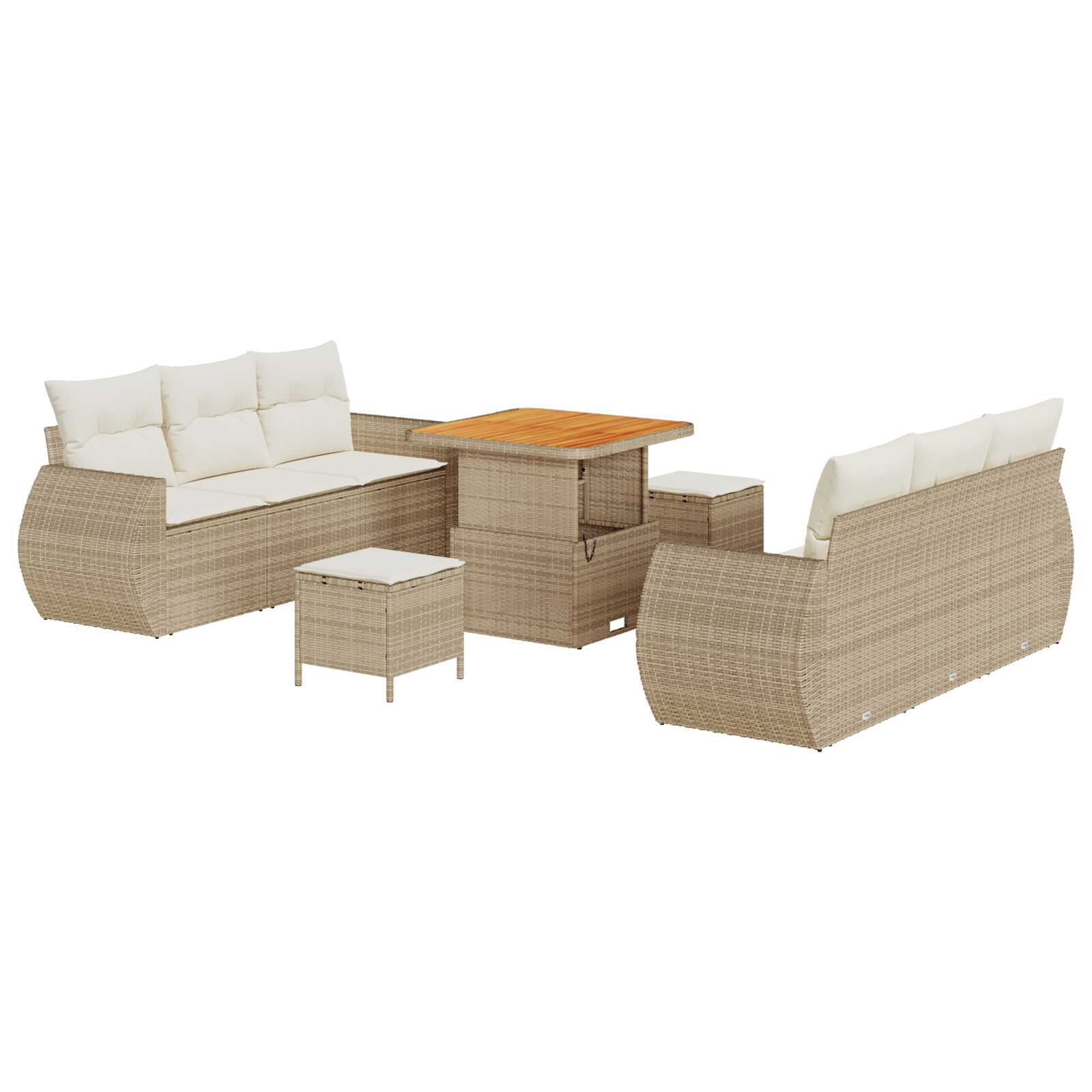 vidaXL Conjunto de Sofá de Jardim 9 pcs Bege e Creme vime PE