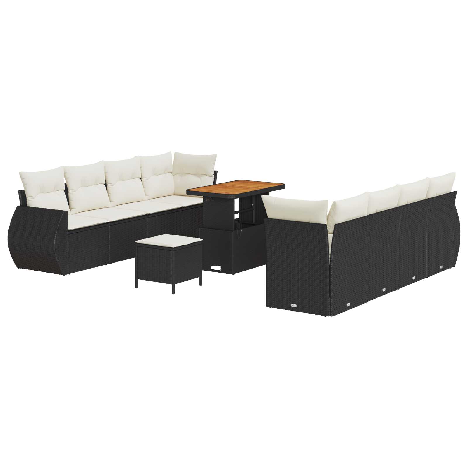 vidaXL Conjunto de Sofá de Jardim 11 pcs Preto Rattan Sintético