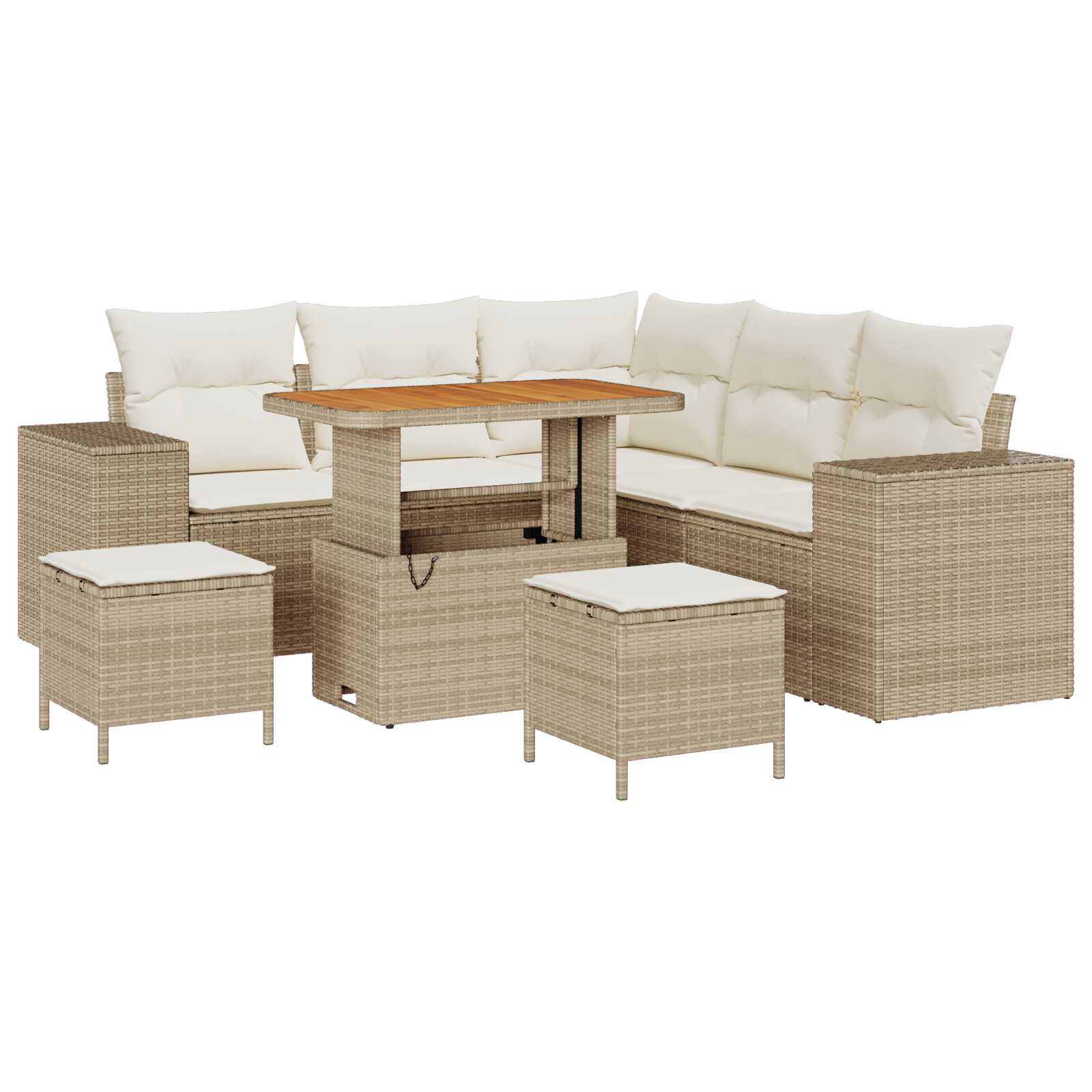 vidaXL Conjunto de Sofá de Jardim 8 pcs Bege e Creme vime PE