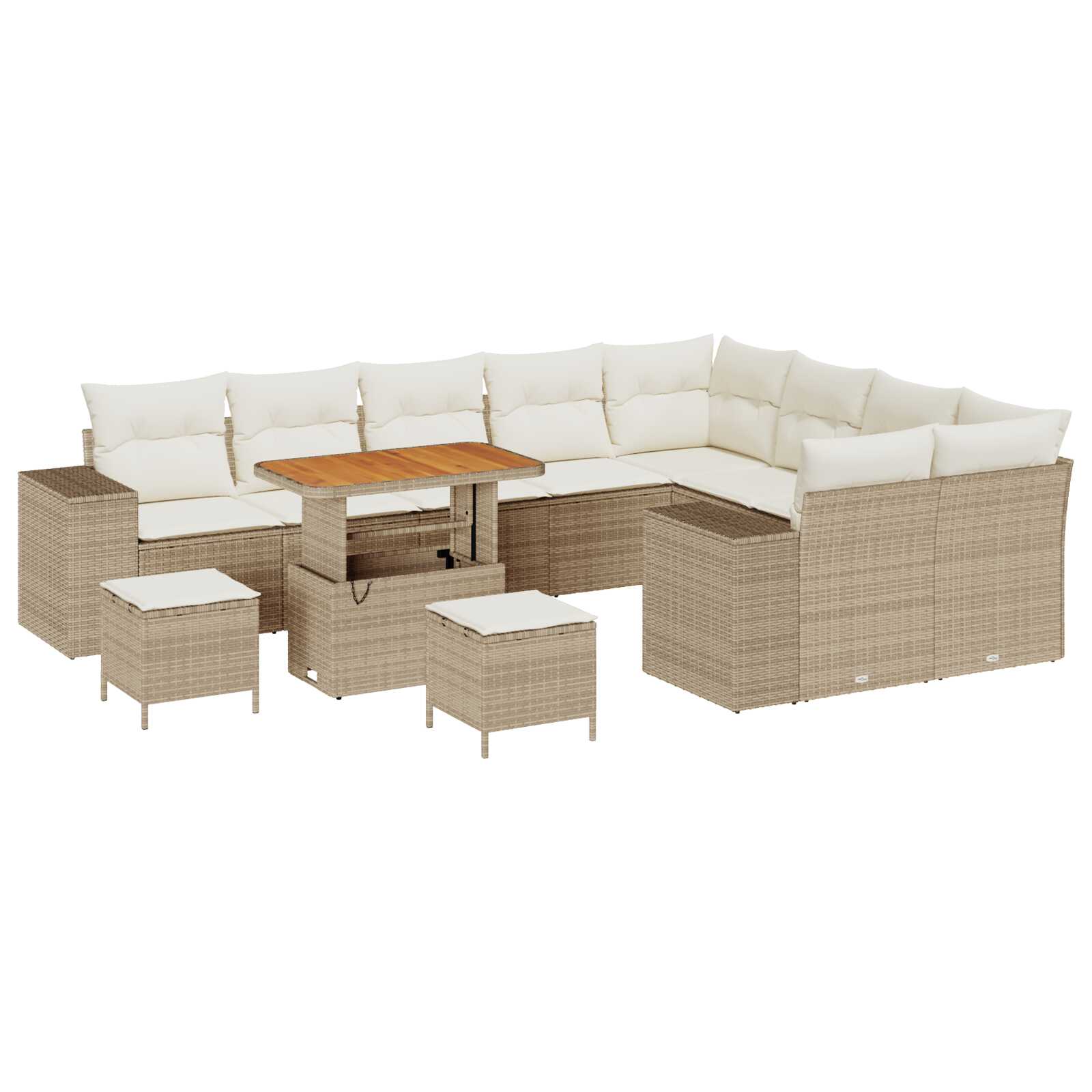 vidaXL Conjunto de Sofá de Jardim com almofada 12 pcs Bege e Creme