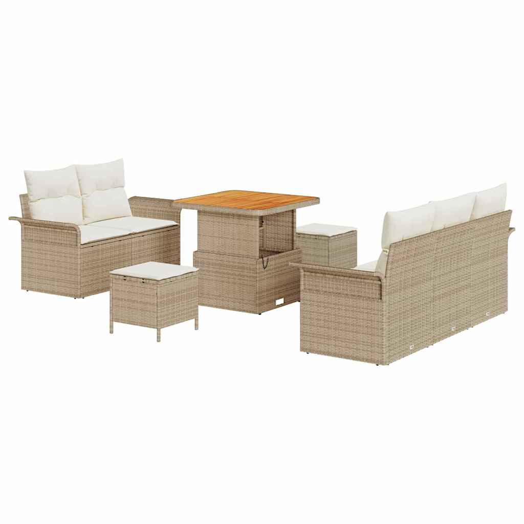 vidaXL Conjunto de Sofá de Jardim com almofada 8 pcs Bege e Creme