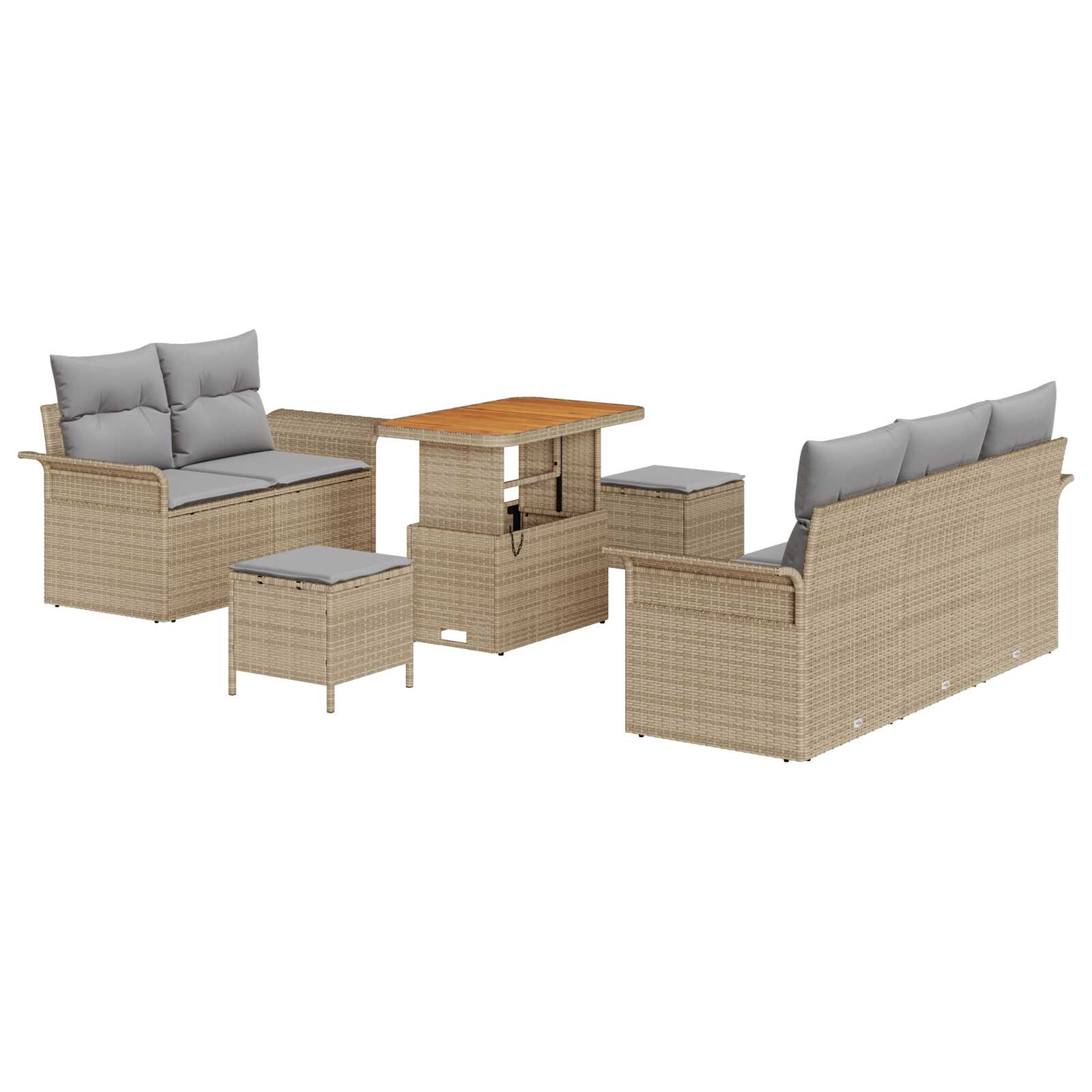 vidaXL Conjunto de Sofá de Jardim 8 pcs Bege e Cinza Claro