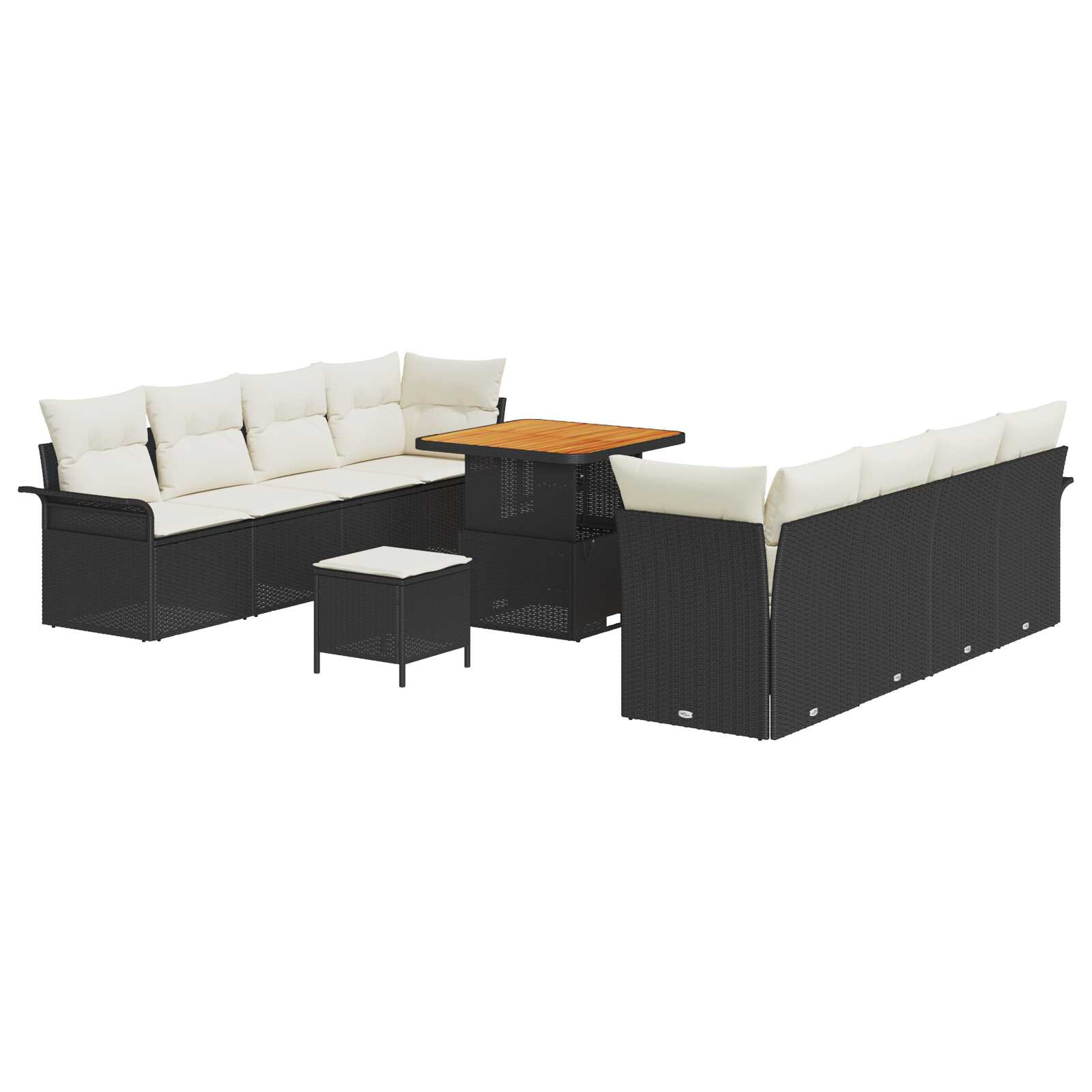 vidaXL Conjunto de Sofá de Jardim Preto e Creme 80 x 80 x 71 cm