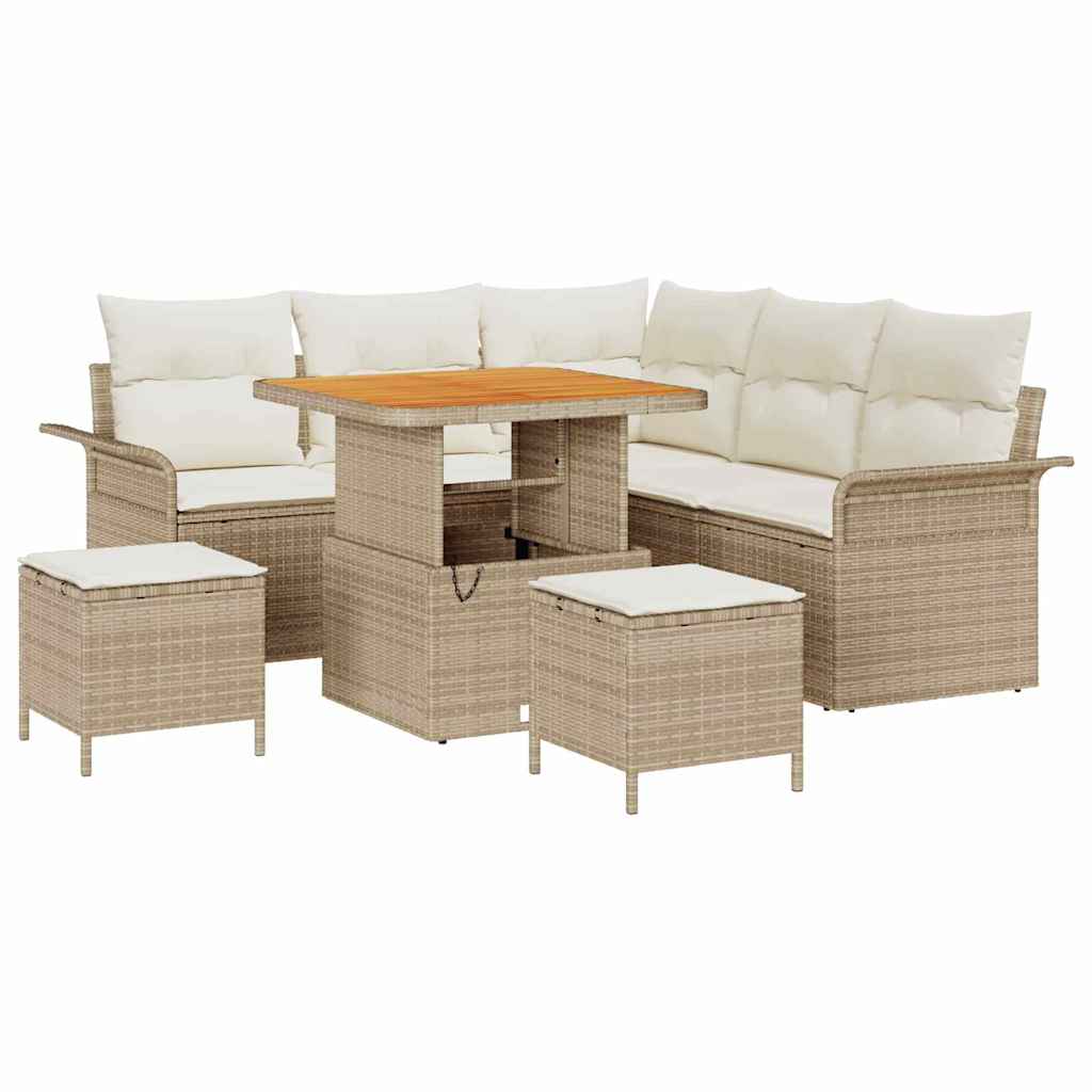 vidaXL Conjunto de Sofá de Jardim com almofada 8 pcs Bege e Creme