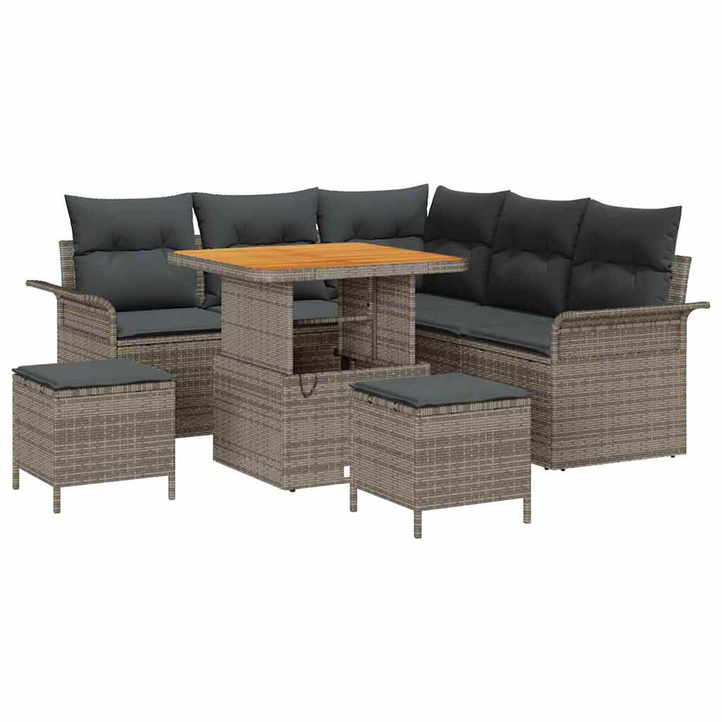 vidaXL Conjunto de Sofá de Jardim com almofada 8 pcs Cinzeto