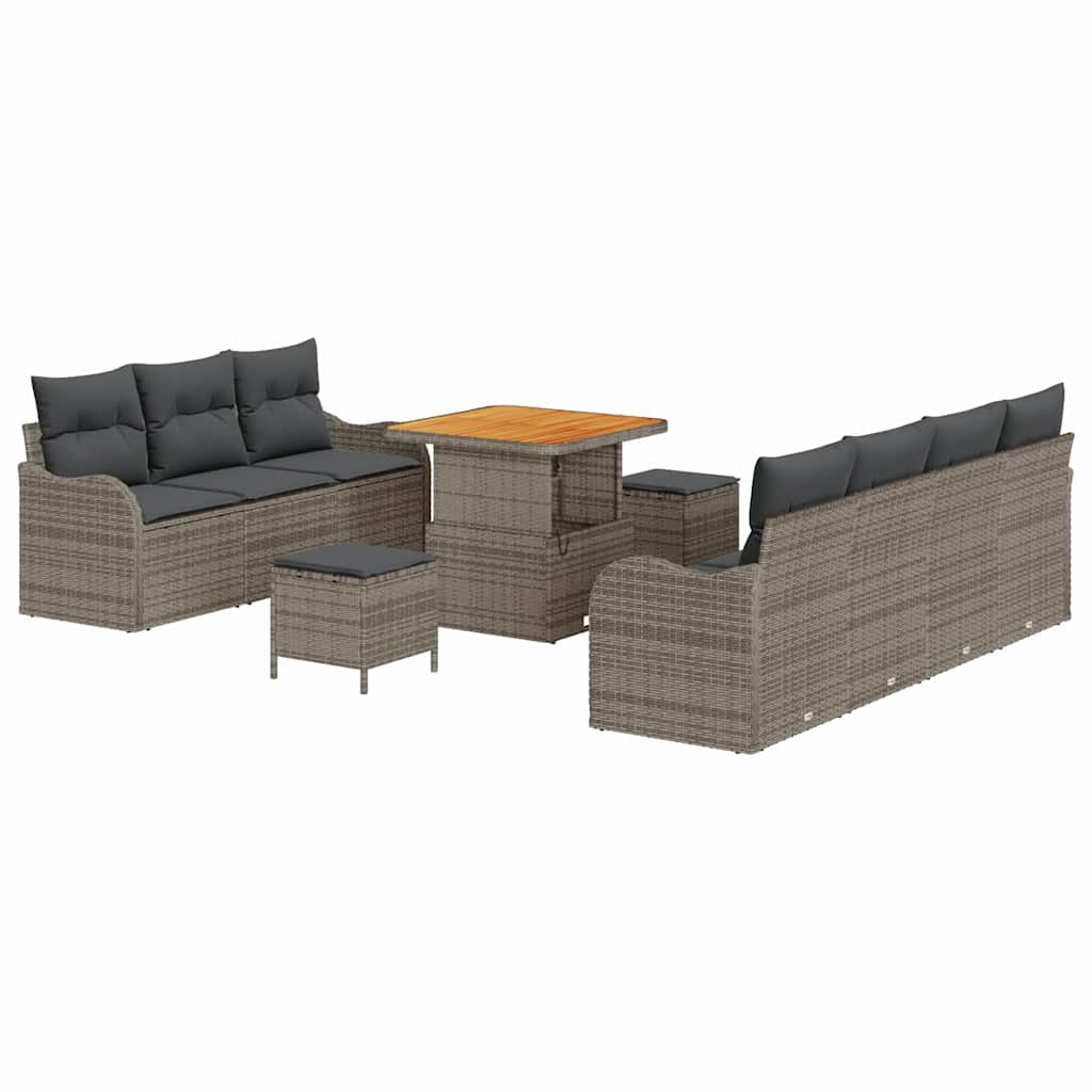 vidaXL Conjunto de Sofá de Jardim com almofada 10 pcs Cinzeto