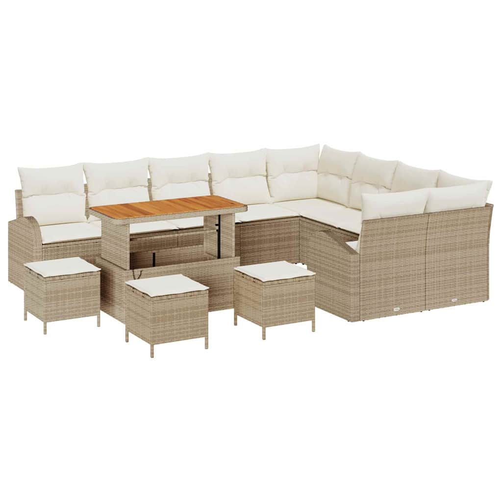 vidaXL Conjunto de Sofá de Jardim com almofada 13 pcs Bege e Creme