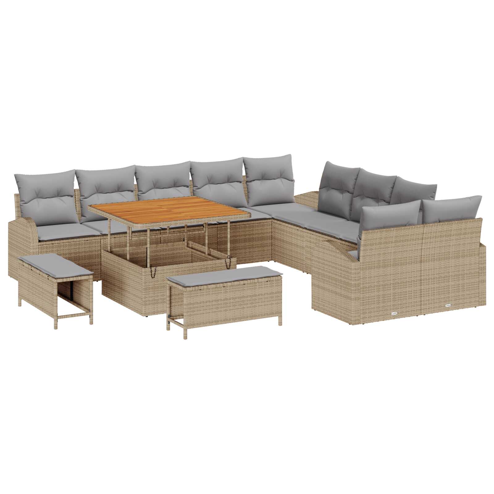 vidaXL Conjunto de Sofá de Jardim 13 pcs Bege e Cinza Claro