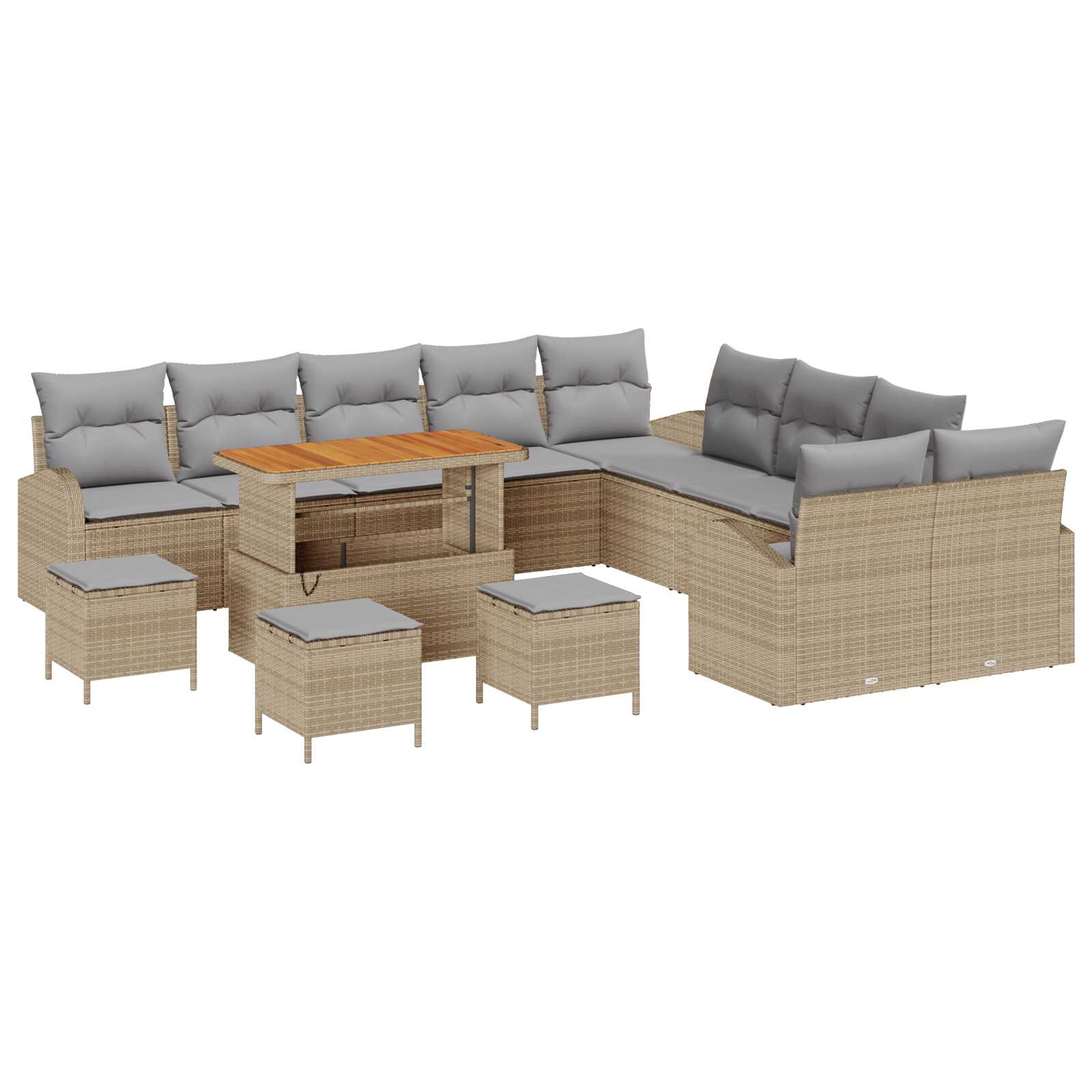 vidaXL Conjunto de Sofá de Jardim 14 pcs Bege e Cinza Claro
