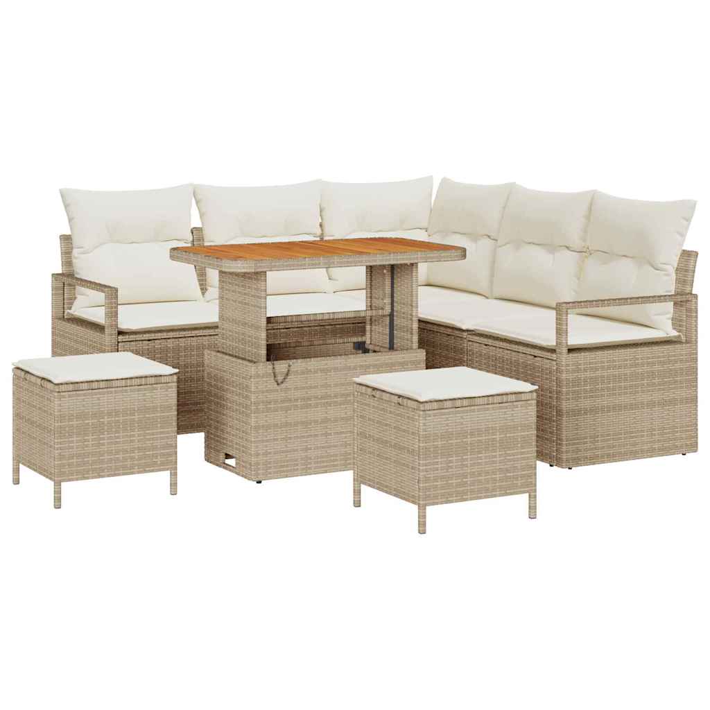 vidaXL Conjunto de Sofá de Jardim com almofada 8 pcs Bege e Creme