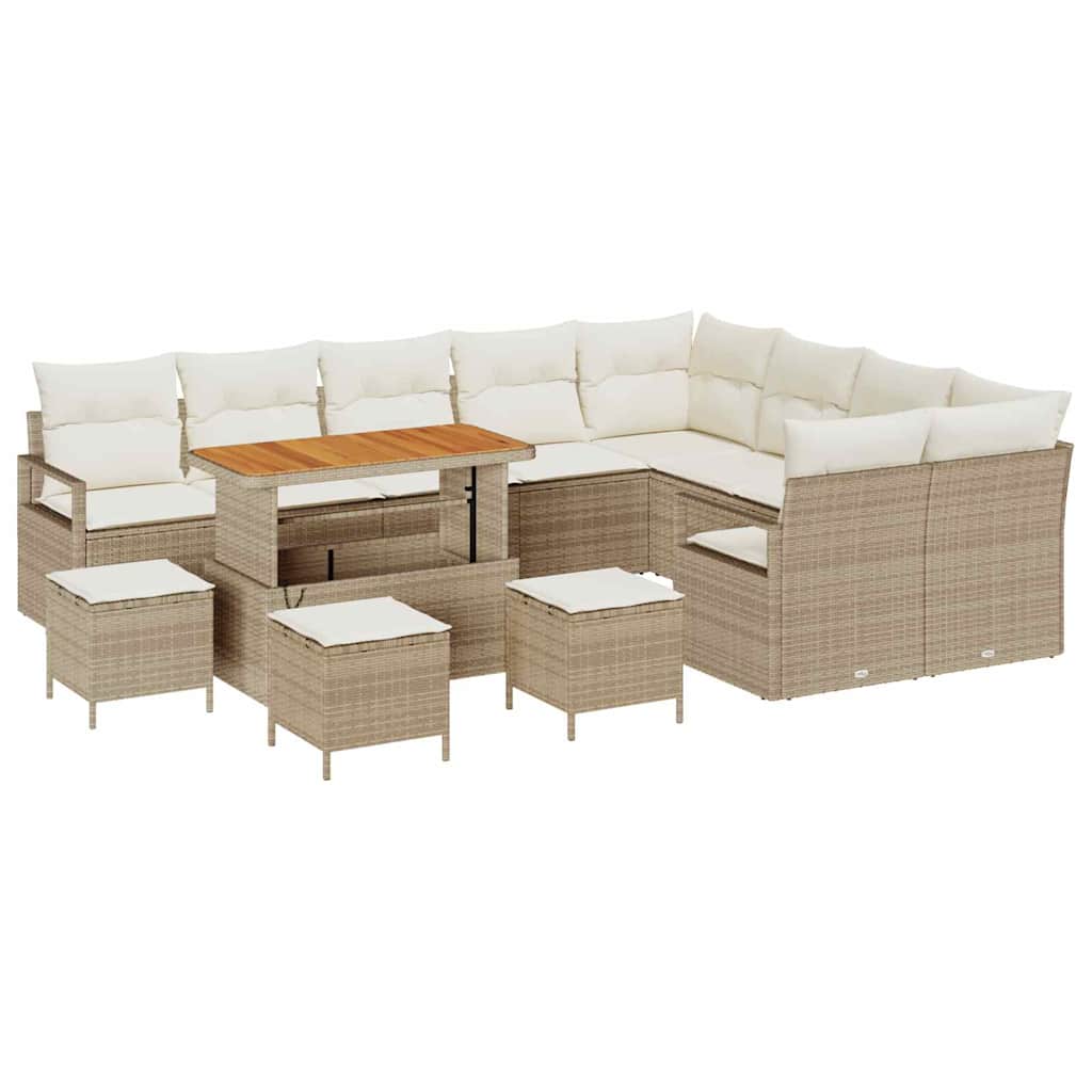 vidaXL Conjunto de Sofá de Jardim com almofada 13 pcs Bege e Creme
