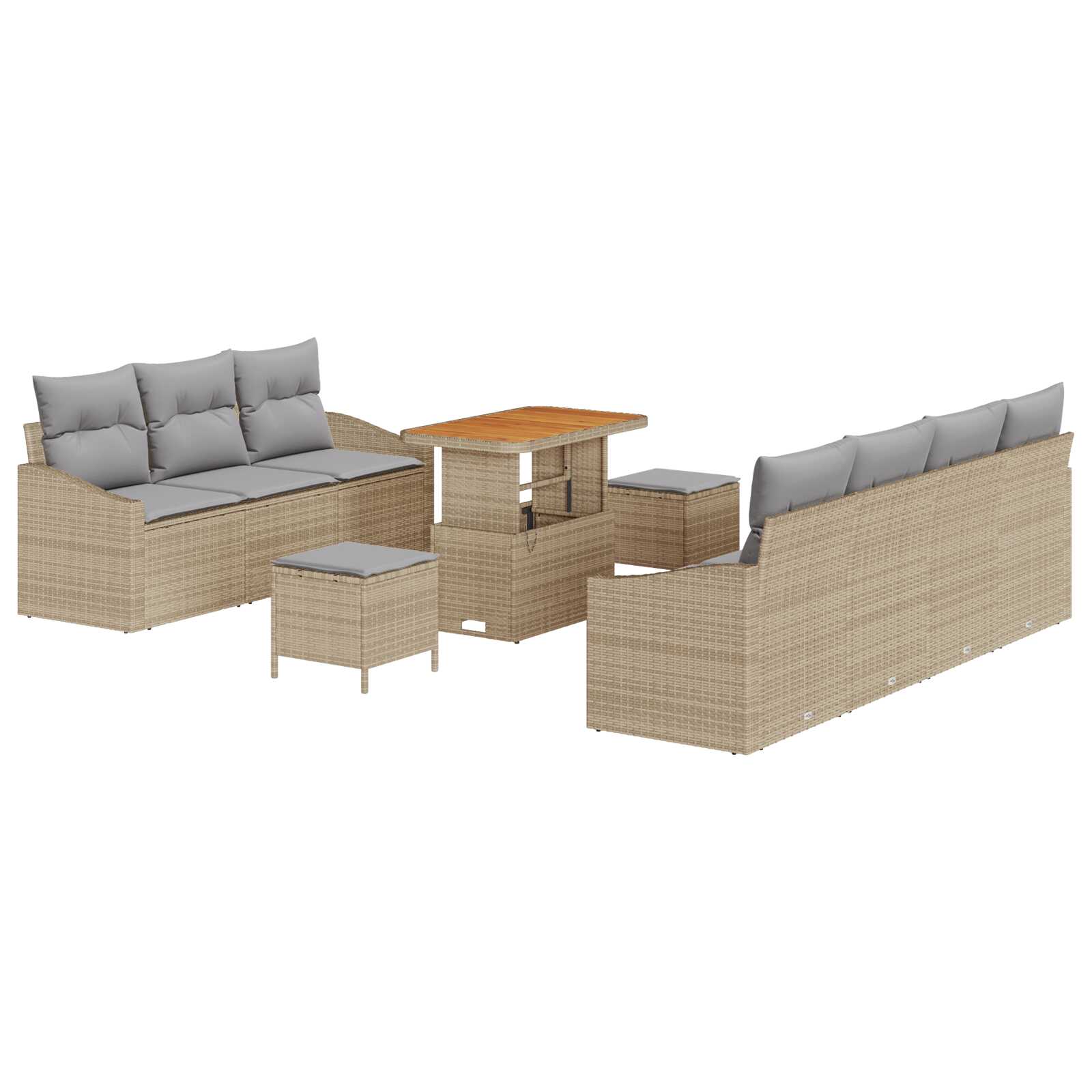 vidaXL Conjunto de Sofá de Jardim 10 pcs Bege e Cinza Claro