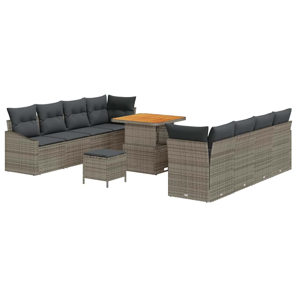 vidaXL Conjunto de Sofá de Jardim com almofada 11 pcs Cinzeto