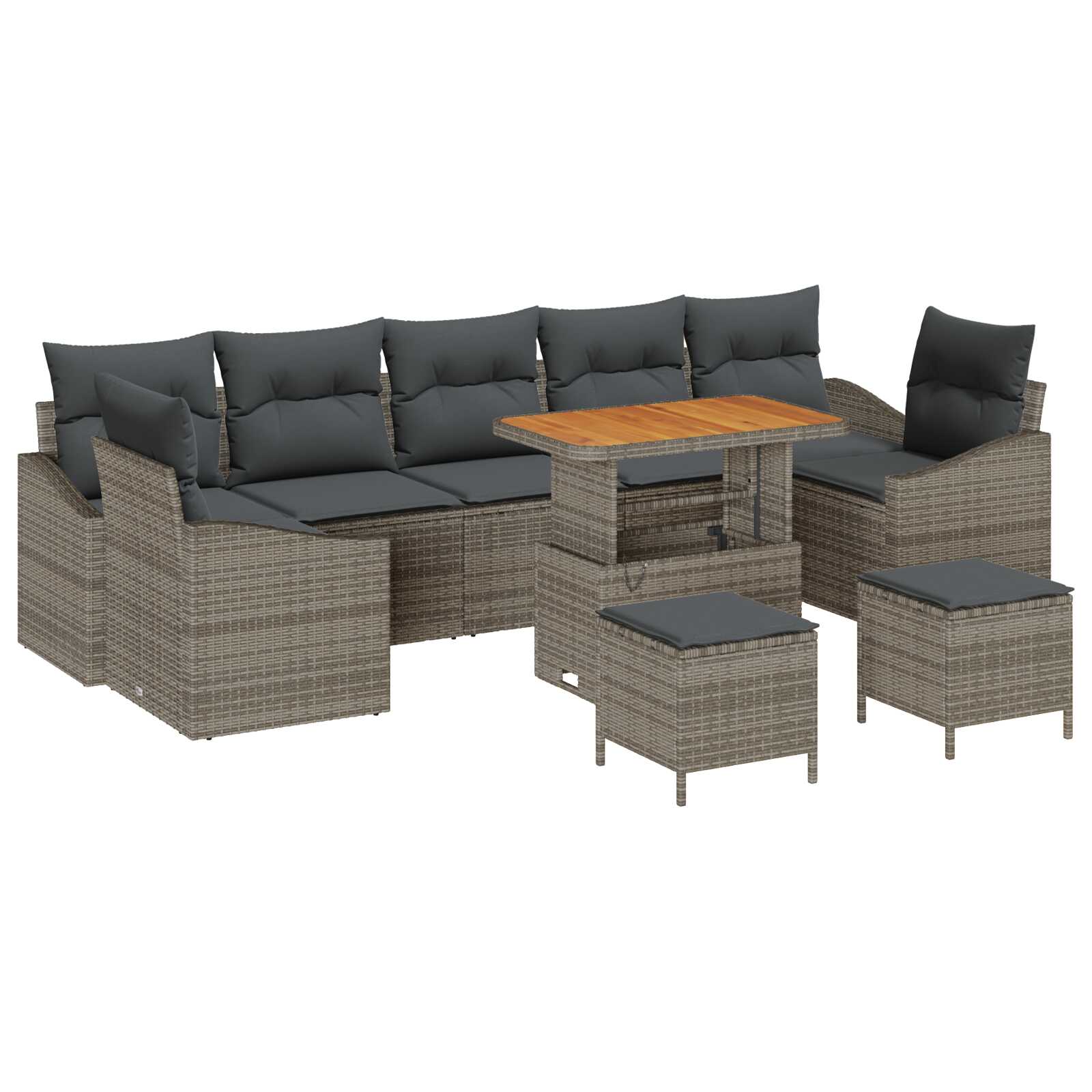 vidaXL Conjunto de Sofá de Jardim 10 pcs Cinzeto Rattan Sintético