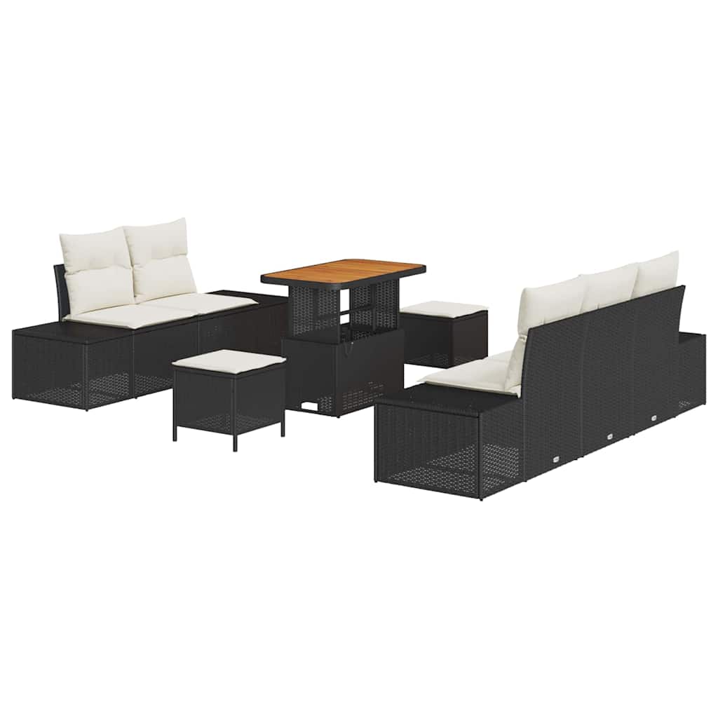 vidaXL Conjunto de Sofá de Jardim 8 pcs Preto Rattan Sintético