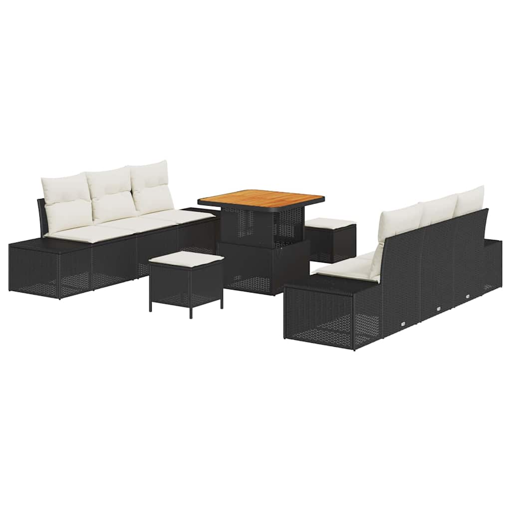 vidaXL Conjunto de Sofá de Jardim 9 pcs Preto Rattan Sintético