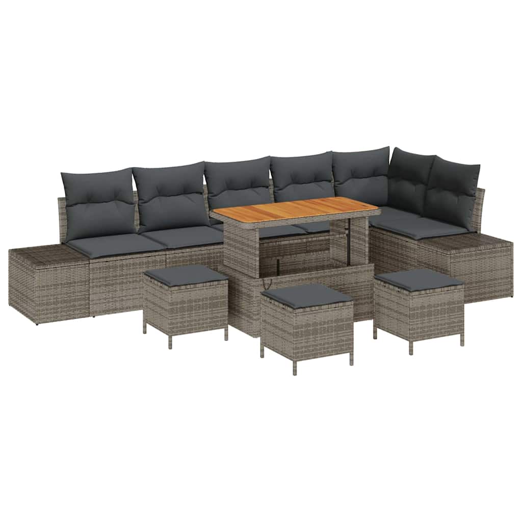 vidaXL Conjunto de Sofá de Jardim 10 pcs Cinzeto Rattan Sintético