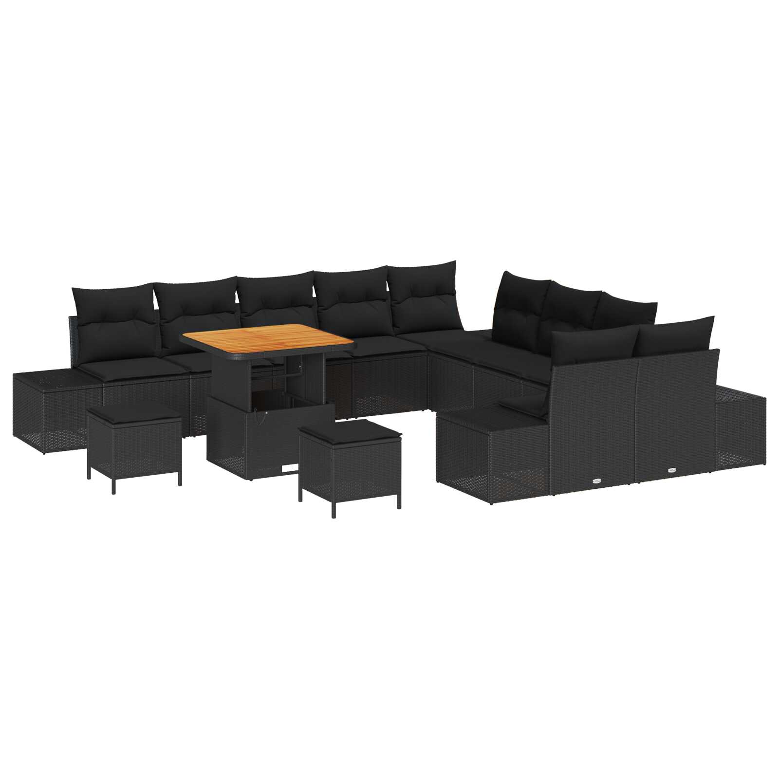 vidaXL Conjunto de Sofá de Jardim 13 pcs Preto Rattan Sintético